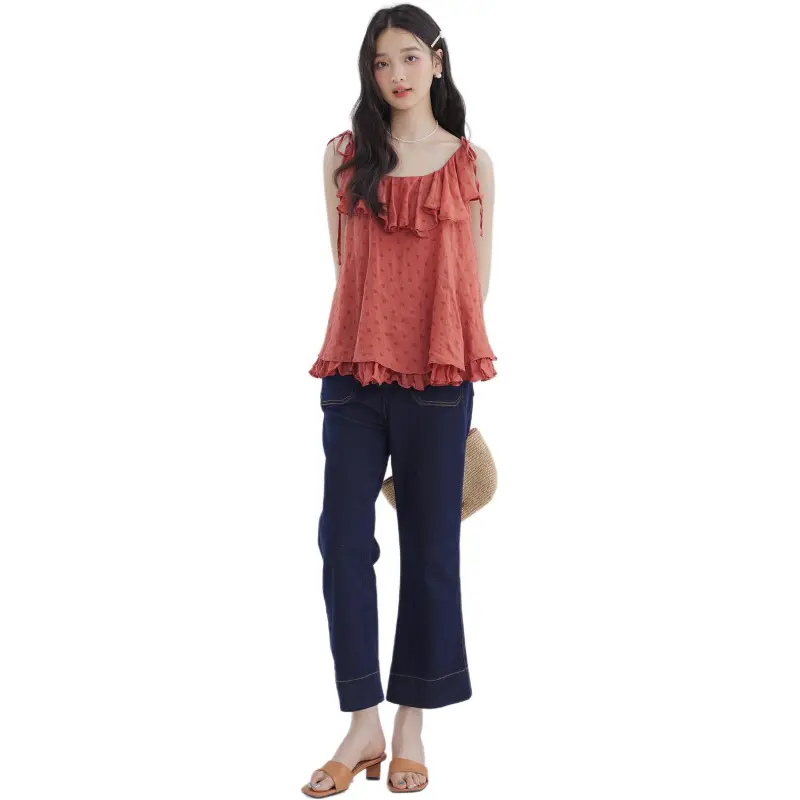 DEAR DEER PUFF Camisole Women's Red-5
