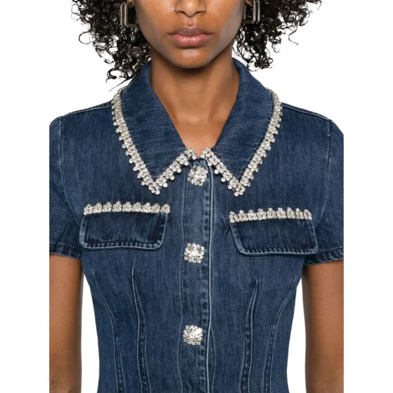 Self portrait Denim Collared Mini Dress-4