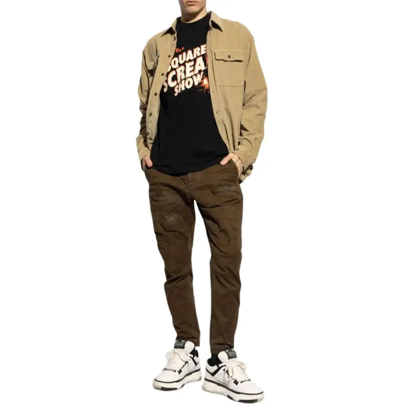 DSQUARED 2 Mid Rise Distressed Sim Cut Trousers-1