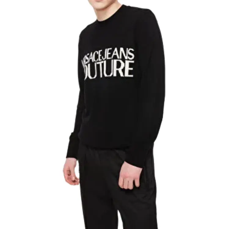 VERSACE JEANS Logo Intarsia Knitted Crewneck Jumper-4