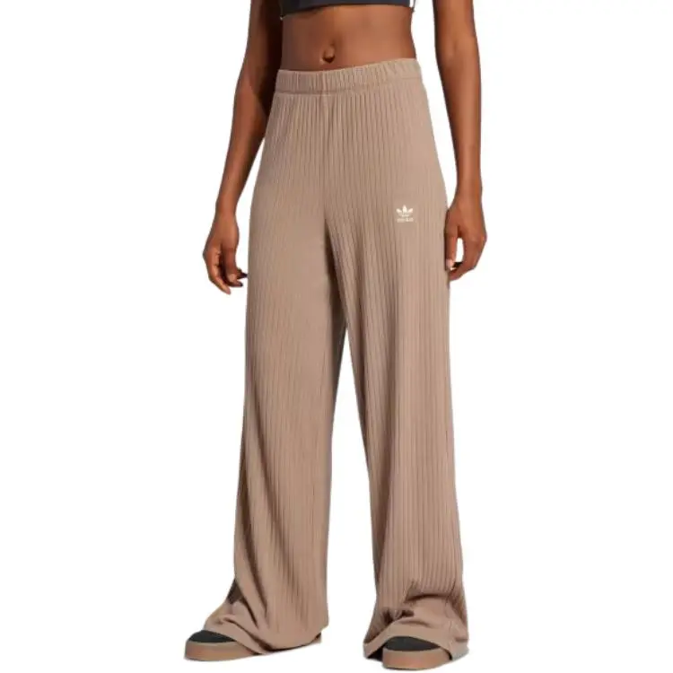 Adidas Women's Essentials Wide Rib Pants Trace Brown-1