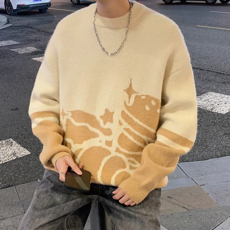 Tonlion Sweaters Men Apricot Beige-2