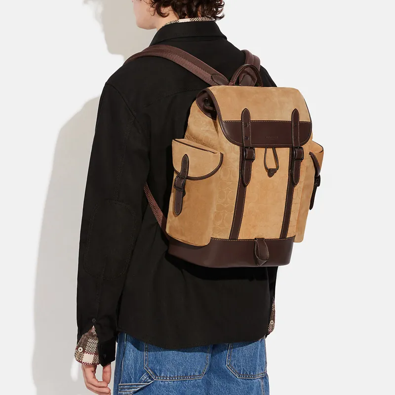 COACH Hitch Cow Leather Backpack Tubas Men's Brown-4
