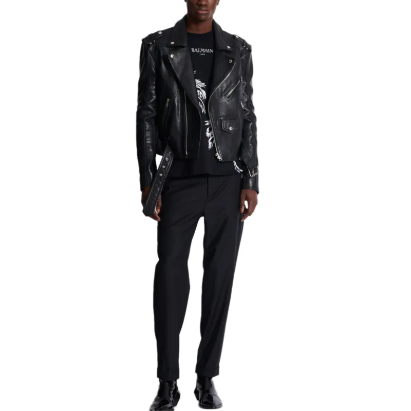 BALMAIN Leather Biker Jacket-3