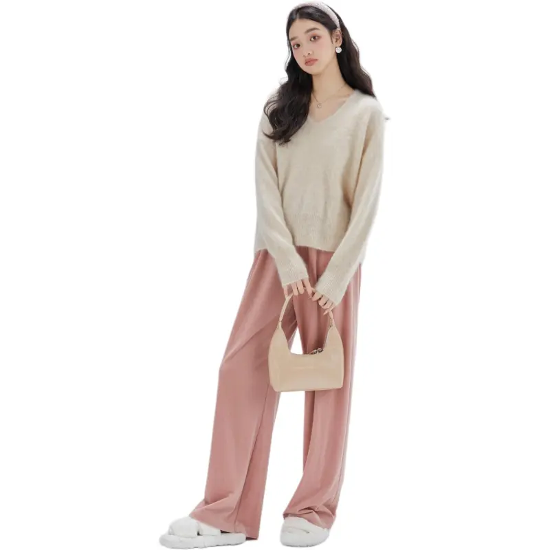 DEAR DEER PUFF Casual Pants Women's Pink-2