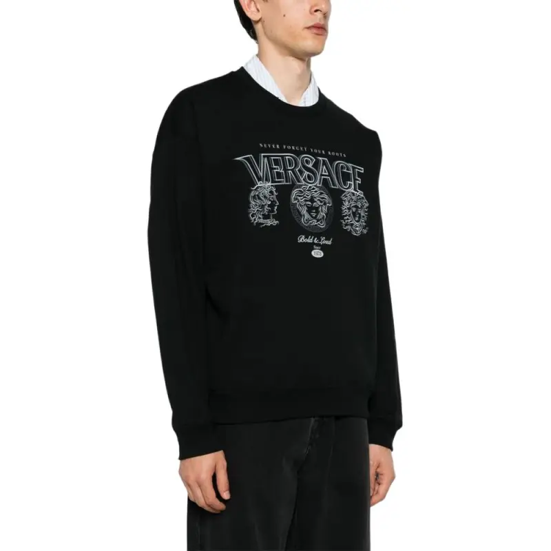 VERSACE Logo-print Cotton Sweatshirt-3