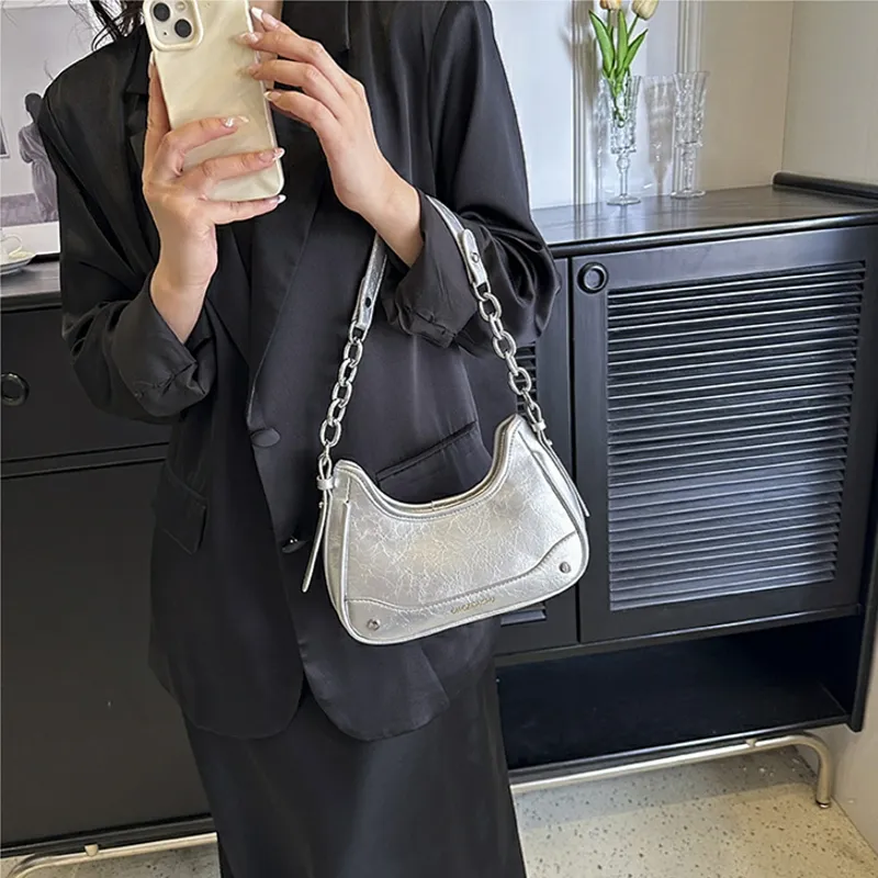 PINK·LAND PU Crossbody Bag, Shoulder Bag Women's Black/White/Silver/Pink-10