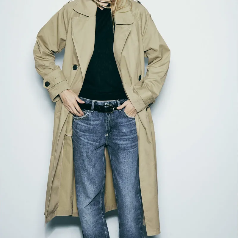 ZARA Trench Coats Women's Beige-1
