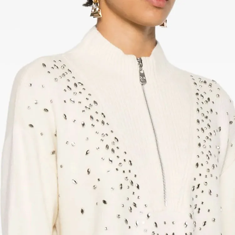 PINKO Bombay Embellished Half Zipped Jumper-2