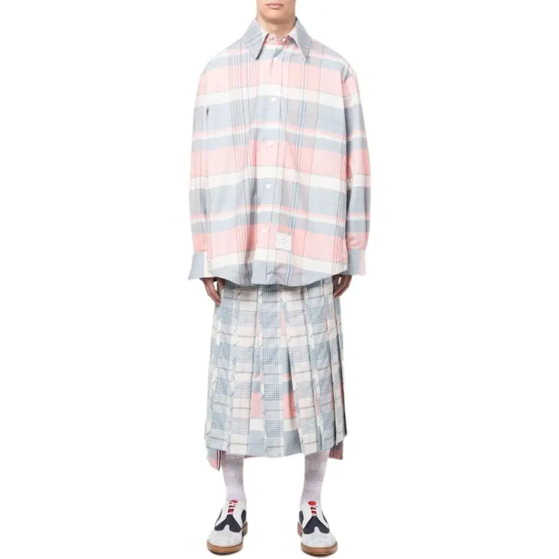 THOM BROWNE Checked Long Sleeved Shirt-1
