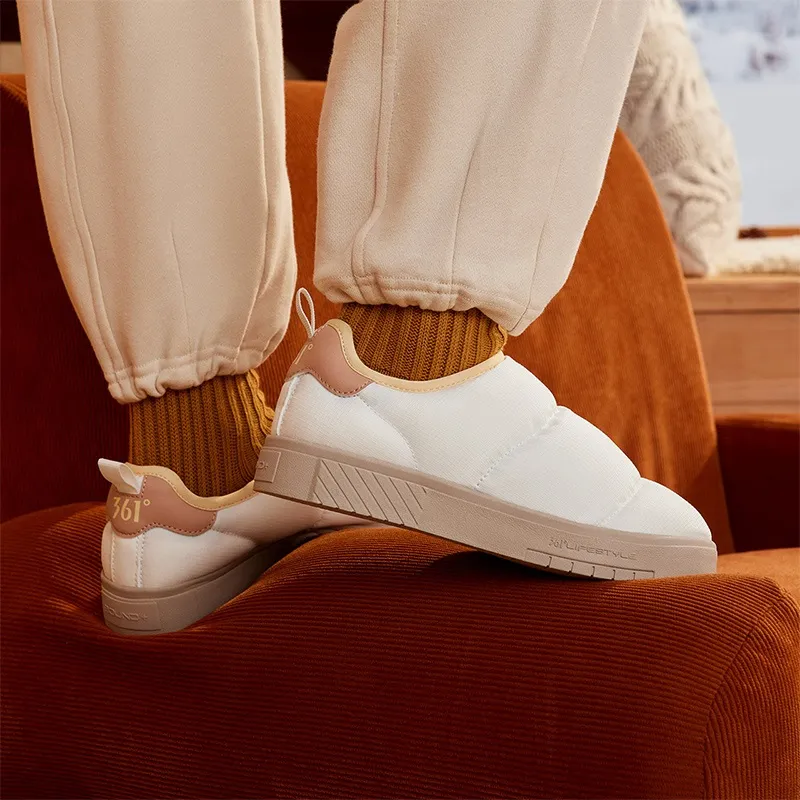 361° Warm Slip Resistant Low Top Skateboard Shoes Women's White-3