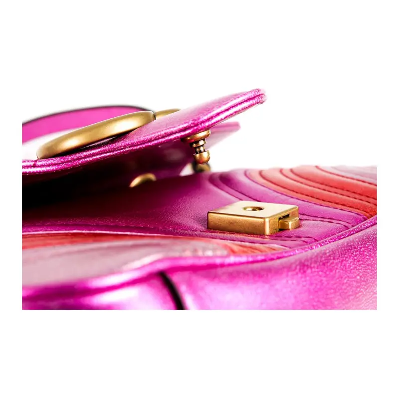 GUCCI Marmont Cow Leather Shoulder Bag Small Size Women's Purple Multicolor-10