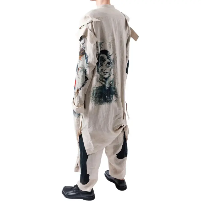 Yohji Yamamoto Patterned Double Jacket With Shoulder Epaulettes-4