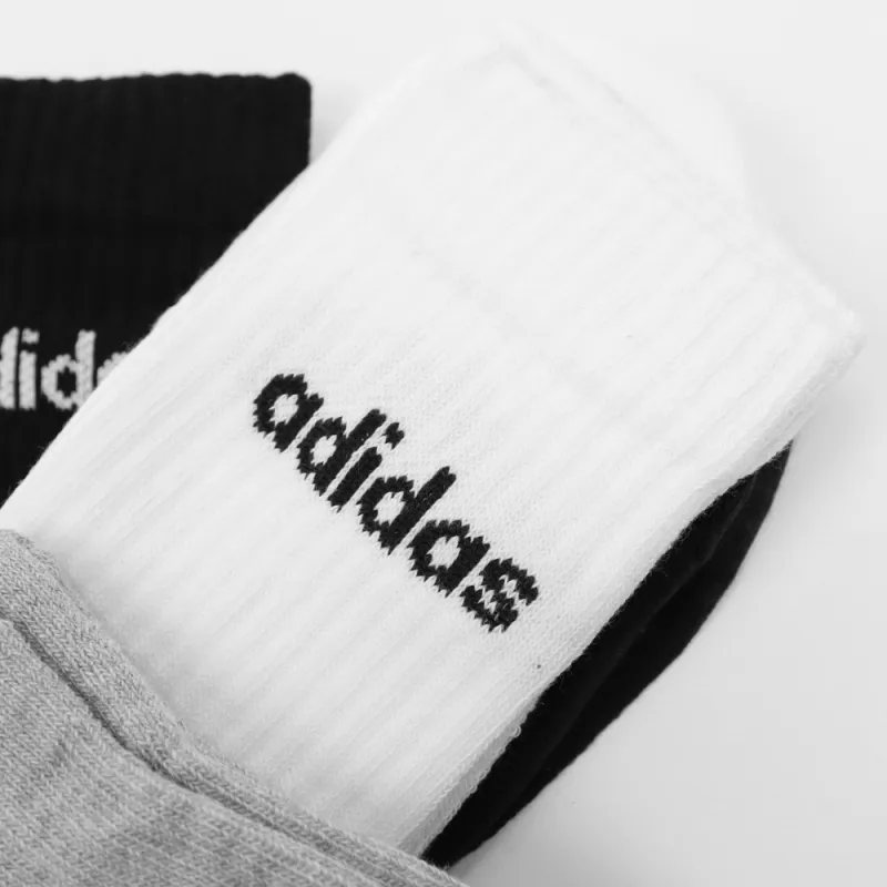 Adidas Sportswear Mid-Calf Socks Unisex 3 Pack Medium Gray / White / Black-2