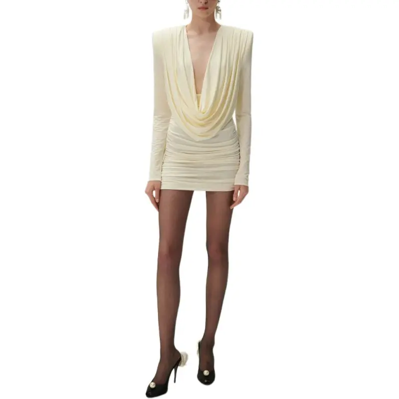 Magda Butrym Long Sleeved Draped Mini Dress-2