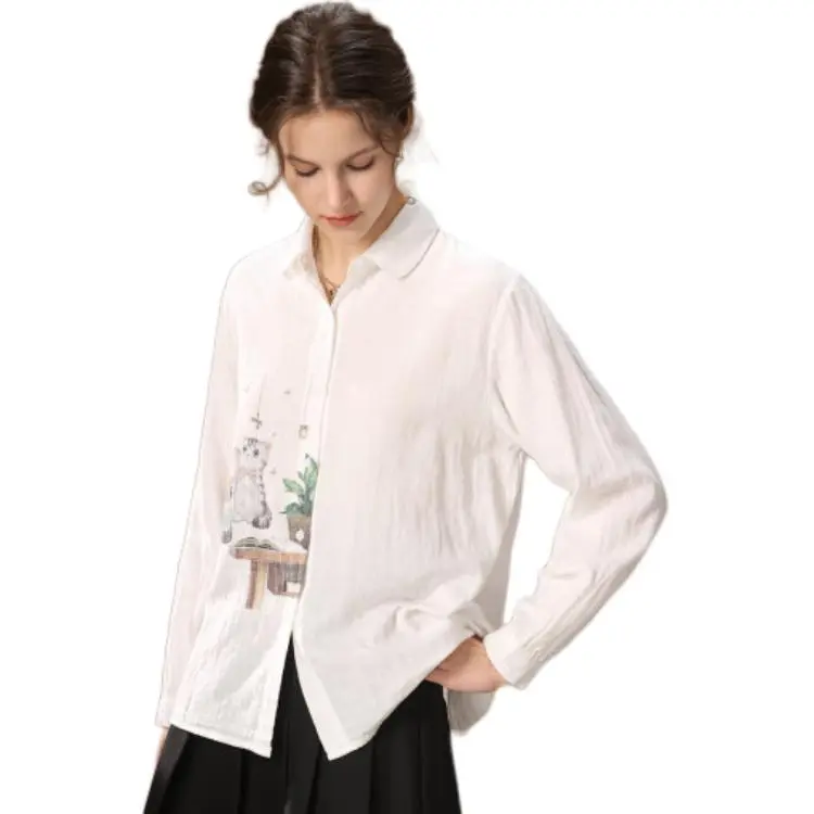 FENHONGMALI Shirt Women's White-1