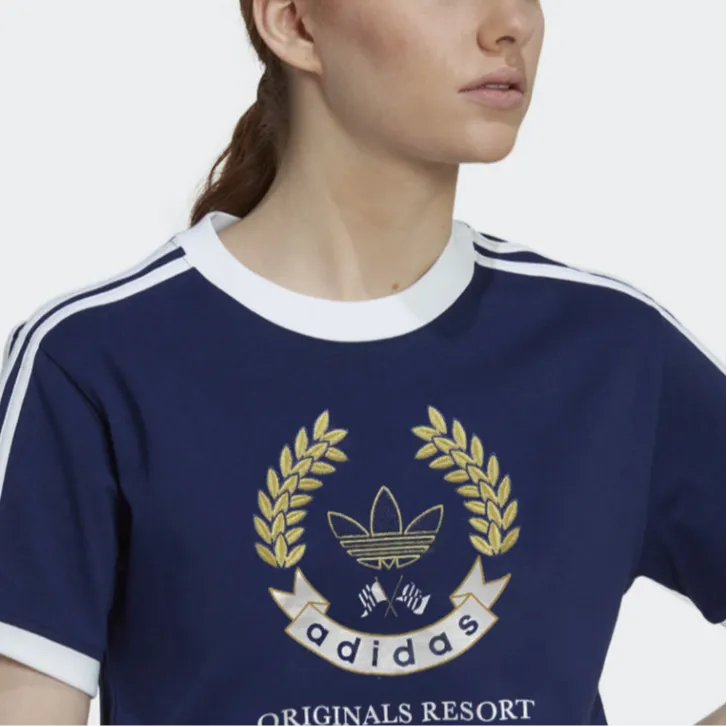 Adidas Originals Drop Shoulder Sleeve T Shirt Women's Blue-4