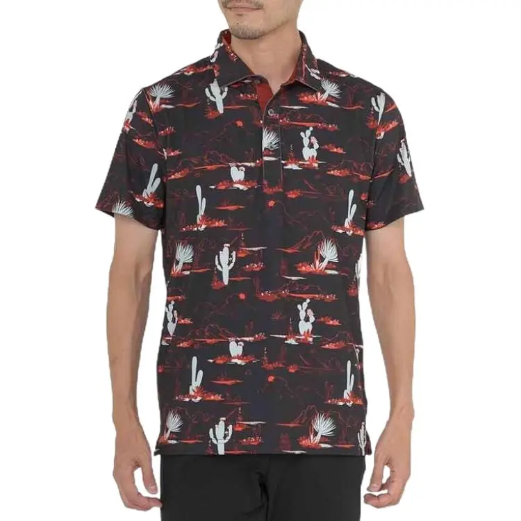 PUMA Golf Matter Bushland Polo Shirt Men's Black/Dark Red-2