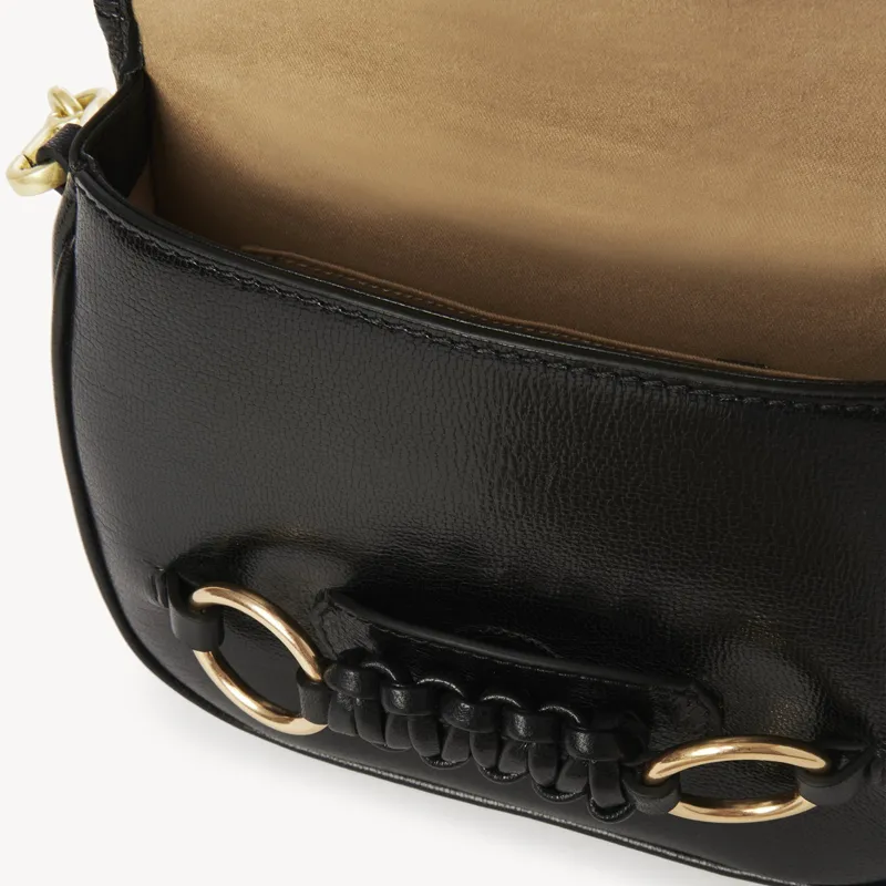See By Chloe Shiny Grained Goatskin Crossbody Bag Shoulder Bag Women's Black-4