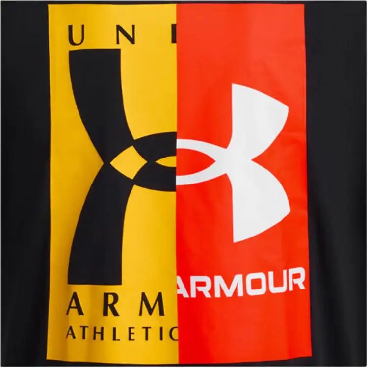 Under Armour T Shirt Men's Black/White/Campus Gold-4