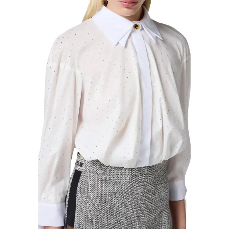 Elisabetta Franchi Knotted Embellished Poplin Shirt-1