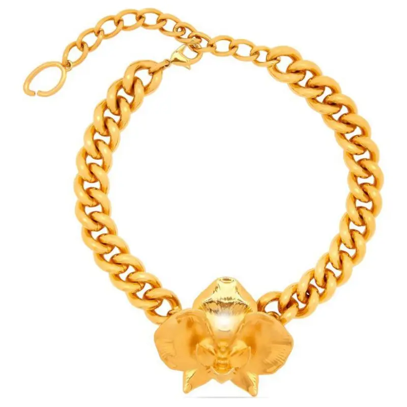 Oscar De La Renta Orchid Chain link Necklace-1