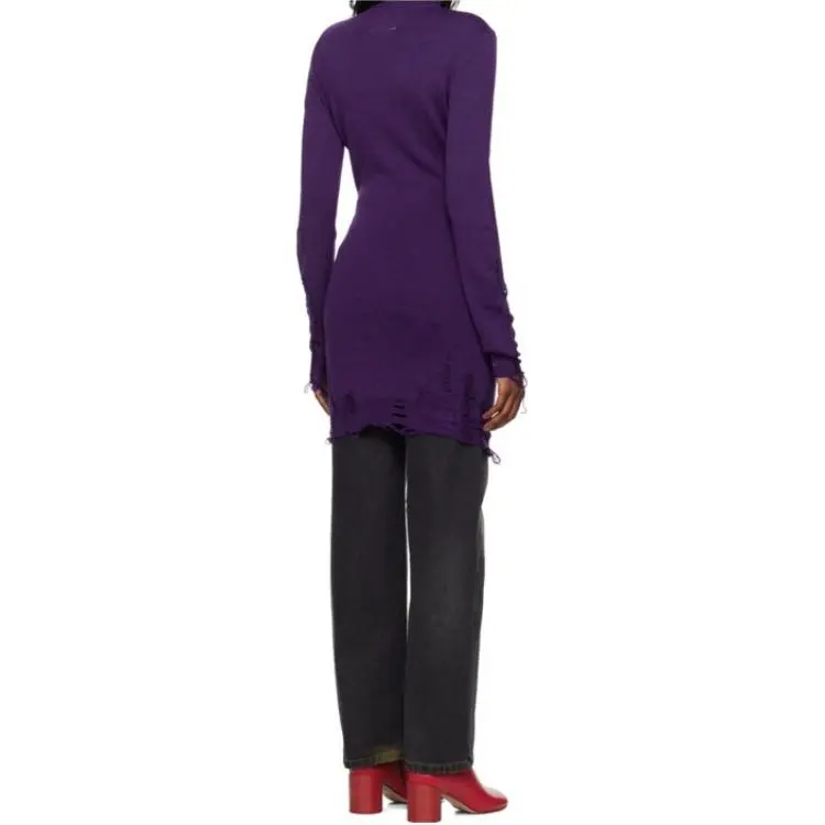 MM6 Maison Margiela Long Sleeved Dress Women's Purple-1