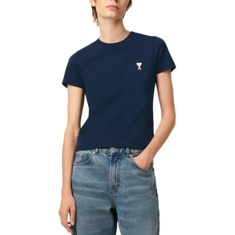 AMIPARIS Paris Logo Embroidered Cropped T Shirt-4