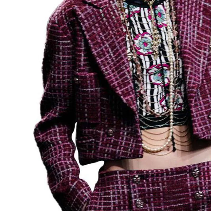 CHANEL Cropped Coats Women's Purple-4