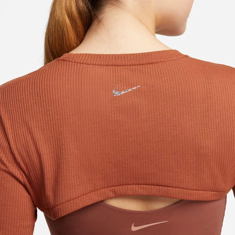Nike Crop Tops Women's Darker Reddish Umber-4