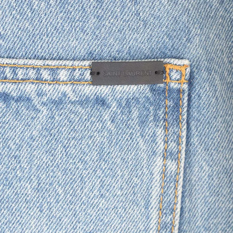 SAINT LAURENT Button Detailed Straight Leg Jeans-4
