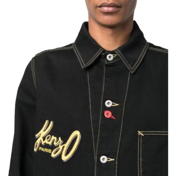 KENZO Logo Detailed Buttoned Denim Jacket-5