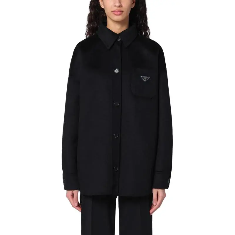 PRADA Triangle Logo Button Up Jacket-2