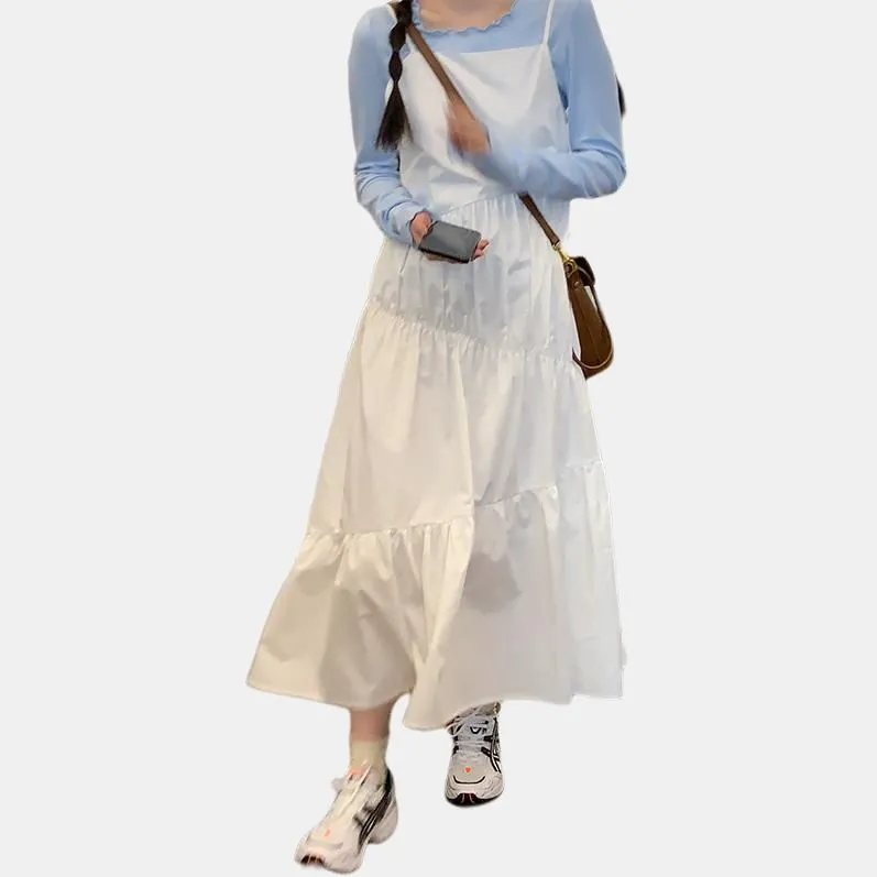 XINBANGBANG Slip Dresses Women's White-2