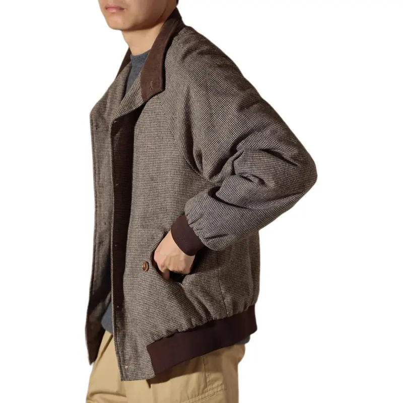 Hacikis Jackets Coats Men's Coffee Houndstooth-5