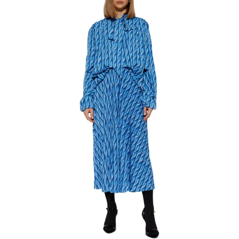 Balenciaga Pattern Tie Detailed Dress-1