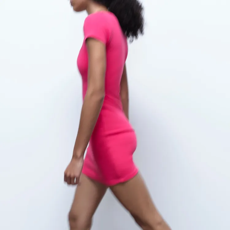 ZARA Short-Sleeved Dresses Women's Dark Purple Red-4