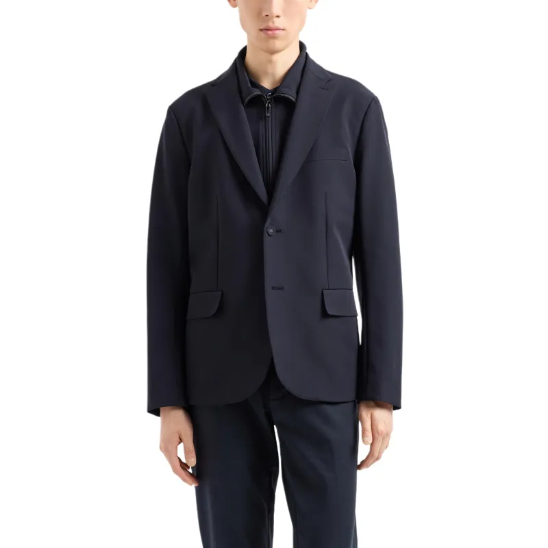 EMPORIO ARMANI Single breasted Jacket With Full zip Detachable Inner Panel In Smooth Lightweight Nylon-1