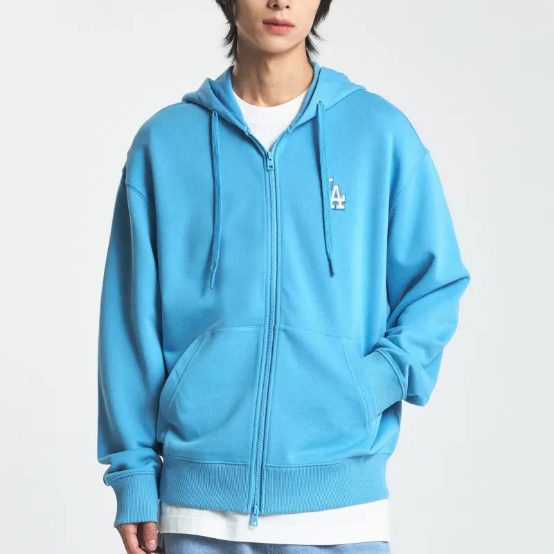 MLB Basic Medium Logo Hood Zip Up Sweatshirt Unisex Blue-2