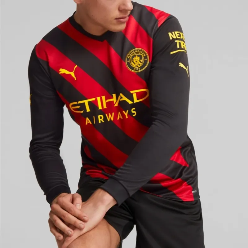 PUMA Manchester City 22/23 Replica LS Away Shirt Soccer Jerseys Men's Puma Black-2