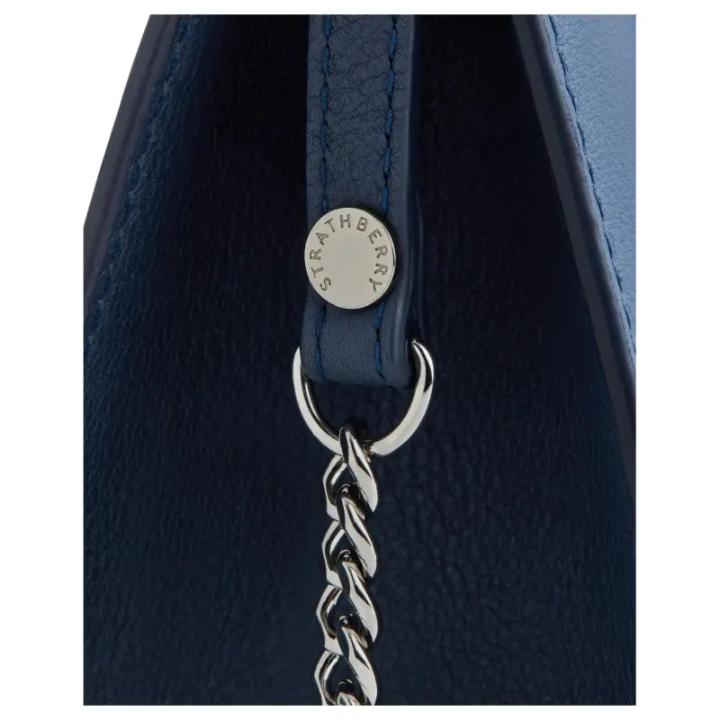 Strathberry Calfskin Shoulder Bag Crossbody Bag Handbag Nano Women's Sea Blue+Marine Blue-4