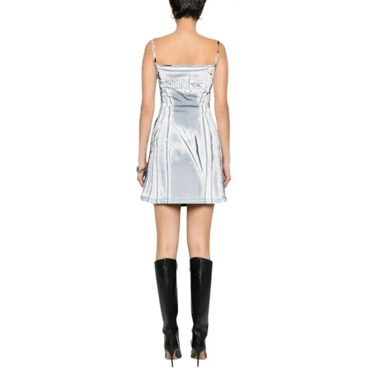 DIESEL Slip Dresses Women's Silver-5