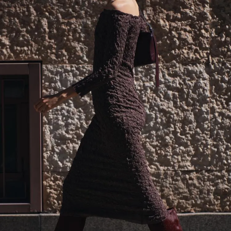 ZARA Long Sleeved Dress Women's Eggplant Purple-3