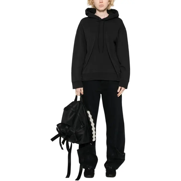 MM6 Maison Margiela Pleated Jersey Hoodie 'Washed Black'-4