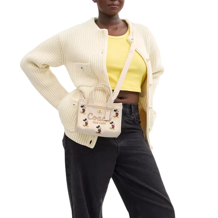COACH Disney Collaboration Canvas Bag, Tote Bag, Shopping Bag, One Shoulder Crossbody, Handbag Trumpets Women's Ivory-5