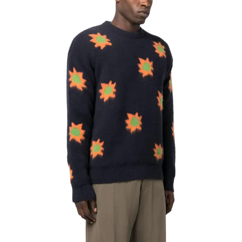 Zegna Patterned Intarsia Knit Crewneck Jumper-3