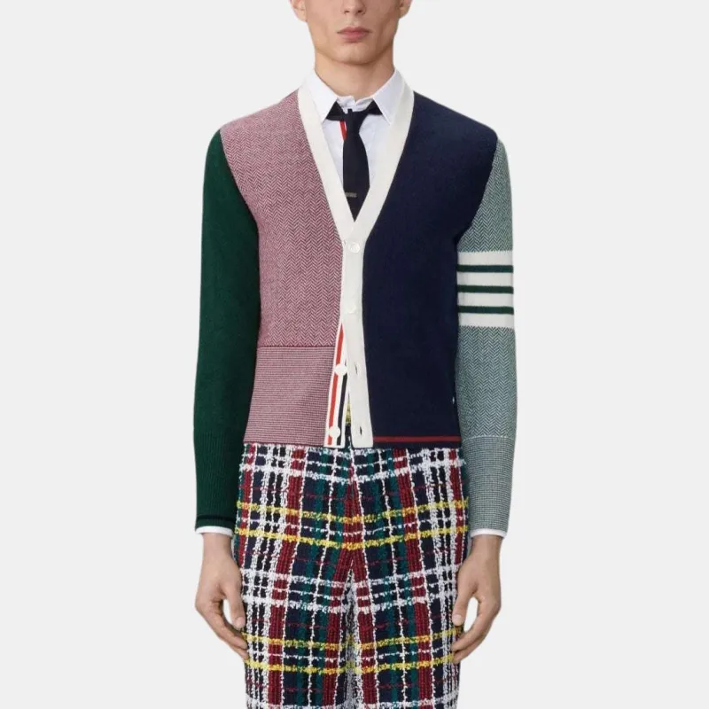 THOM BROWNE Colour block Wool Cardigan-2