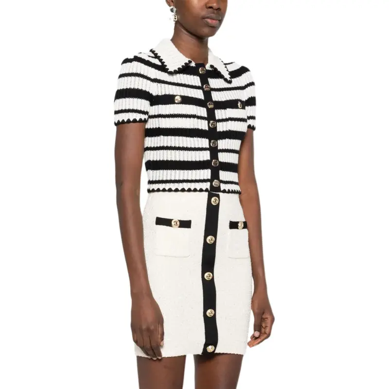 Self portrait Striped Crochet Top-2