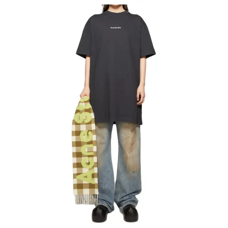 Acne Studios Jacquard logo Checked Scarf-4