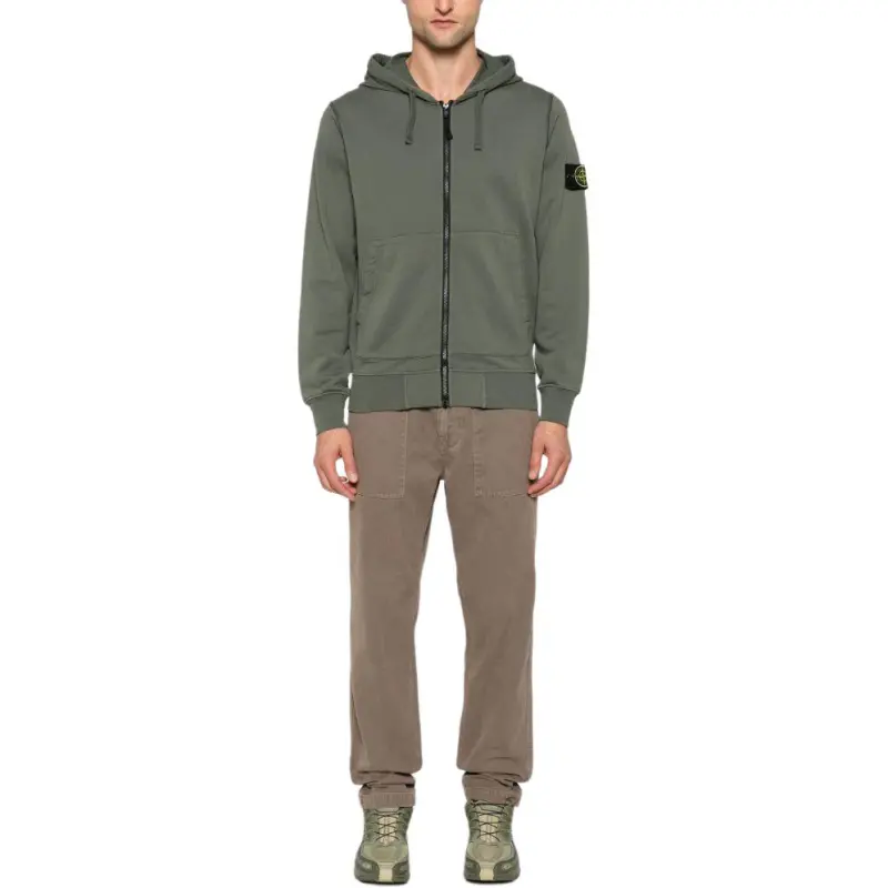 STONE ISLAND Logo Patch Zip Up Hoodie-1